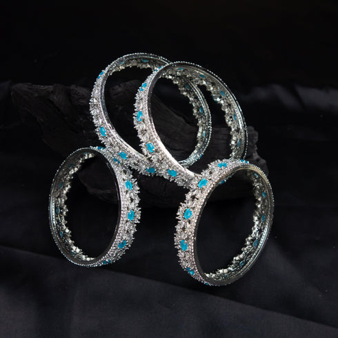 American Diamond Silver Bangles - D89